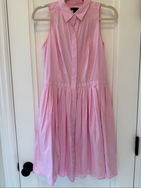 ANN TAYLOR PINK ALL COTTON SUMMER DRESS! Sleeveless Dress w/Pleated Skirt!